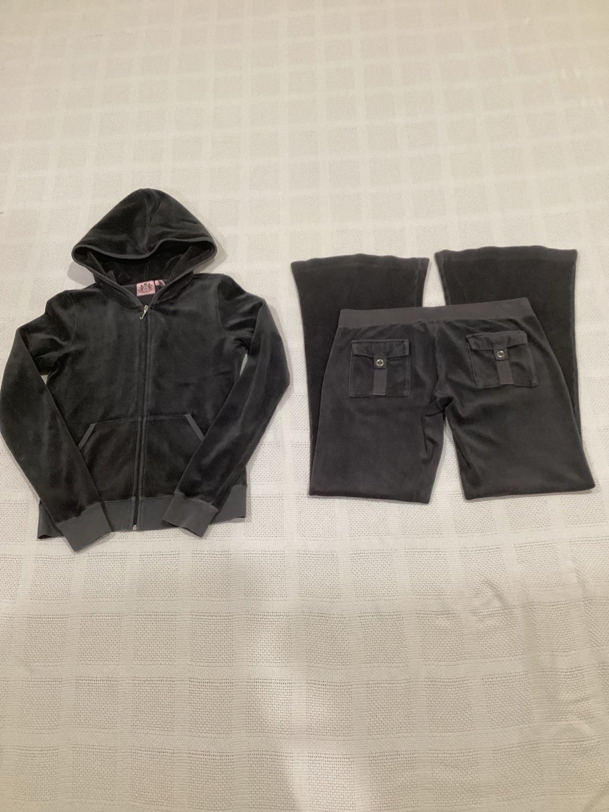 Y2K Vintage Juicy Couture Gray Velour Tracksuit w/Back Pockets M Top S Pant