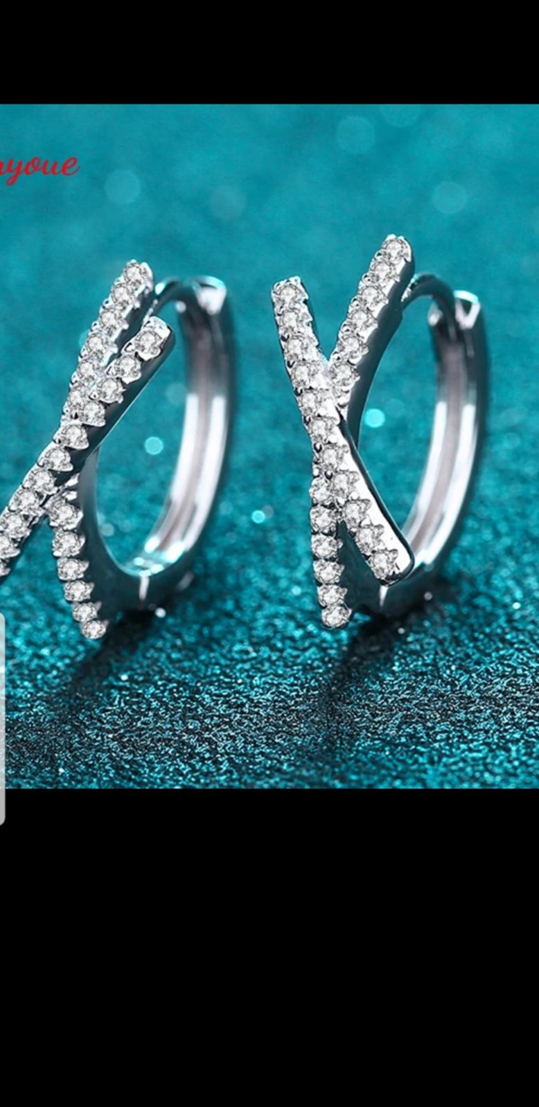 .28 Ct Real Moissanite Earrings Cross Wedding Sparkling 925 Silver Hoop Earring