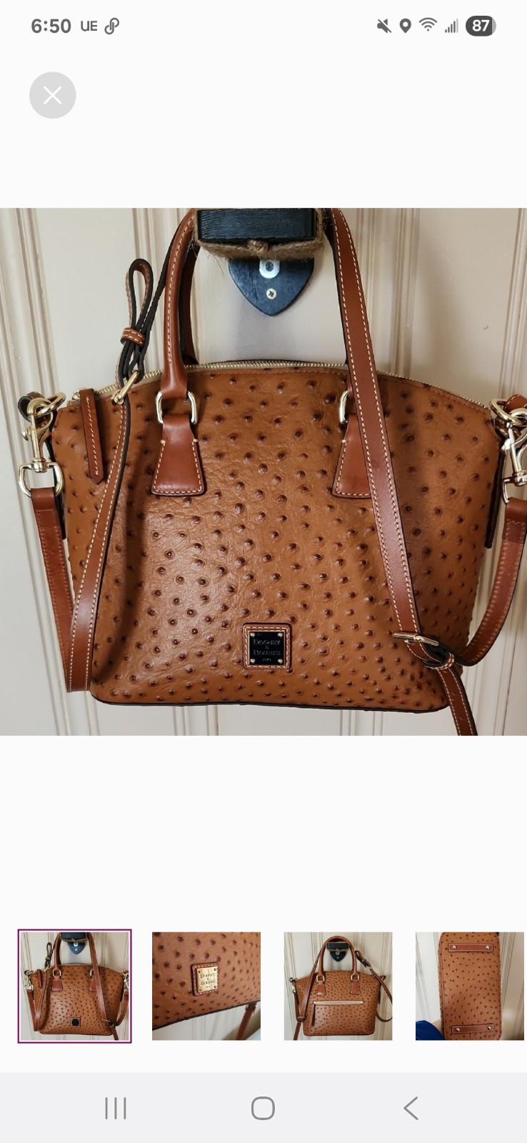 Dooney & Bourke Crossbody Satchel with Ostrich Embossed Leather