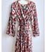 DOEN Assam NEW Maxi V-Neck Cotton Long Sleeve Wrap Dress & Slip Floral Print XS