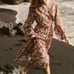 DOEN Assam NEW Maxi V-Neck Cotton Long Sleeve Wrap Dress & Slip Floral Print XS