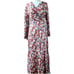 DOEN Assam NEW Maxi V-Neck Cotton Long Sleeve Wrap Dress & Slip Floral Print XS