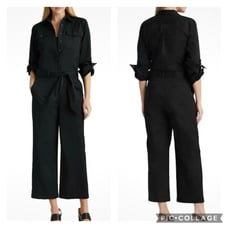 LAUREN Ralph Lauren NWT Zihna Cotton Twill Utility Cropped Jumpsuit Black Sz2