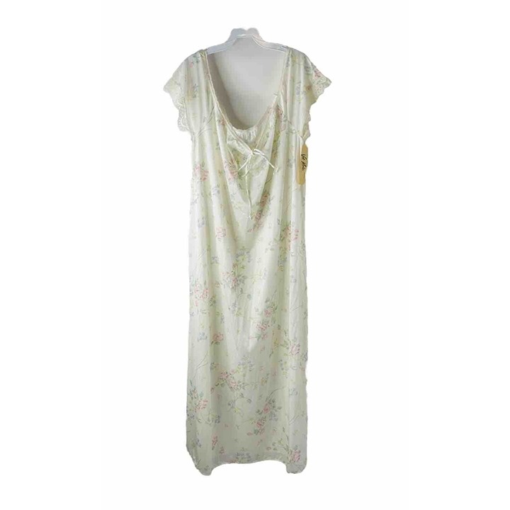 NOS VTG 70s Womens Medium Sheer Nylon Frilly Lace Floral Nightgown Romantic USA