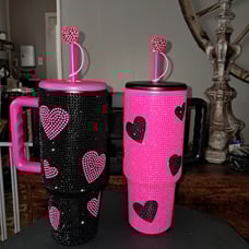 New! Valentine 40 0z stainless bling rhinestone tumbler. This is for the Black