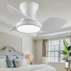 25 White LED Ceiling Fan with Light and Remote - Reversible Quiet for Bedroom,