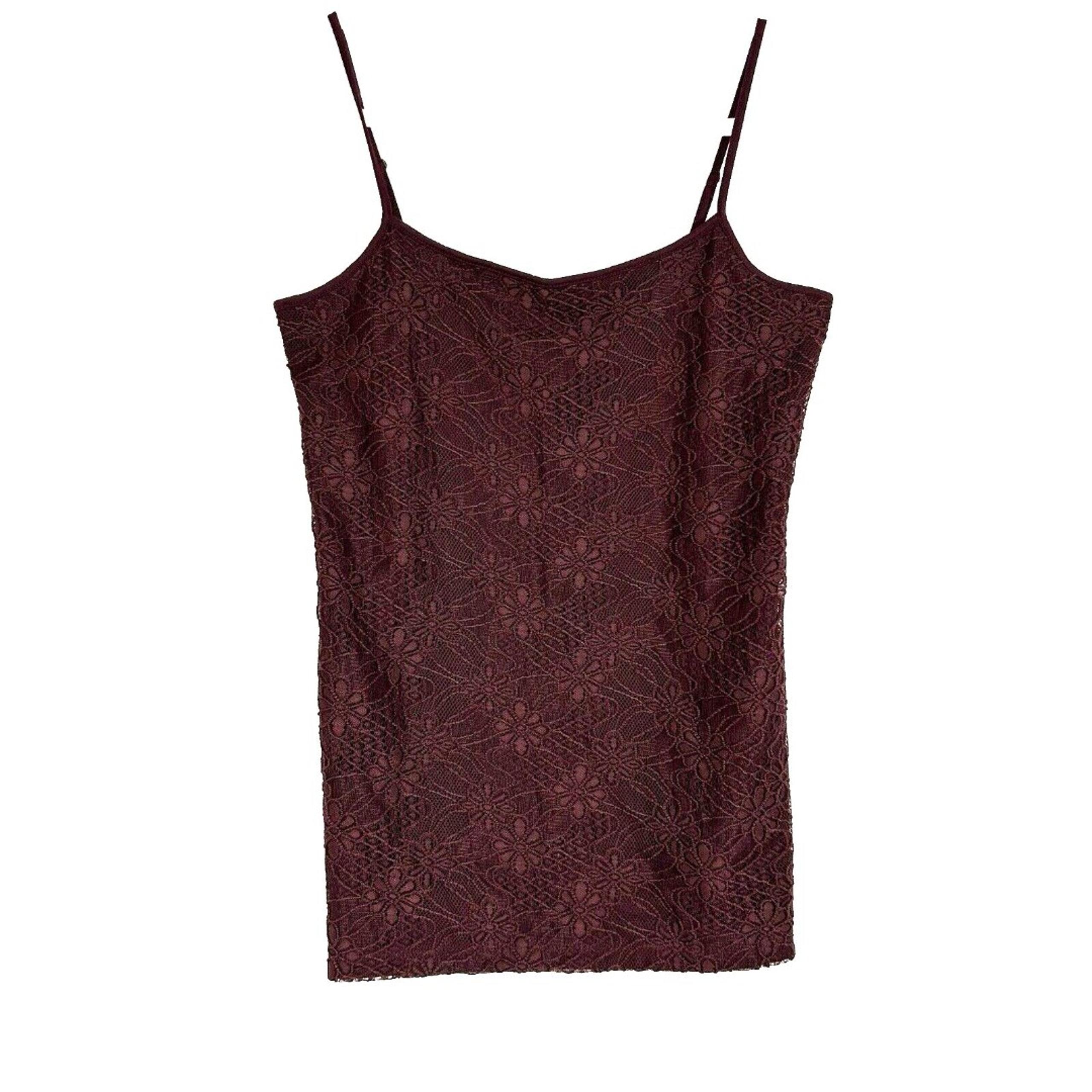 Ann Taylor Factory NWT Sz Medium Burgandy Floral Lace Front Cami Tank Top Womens