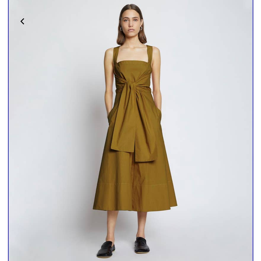 Proenza Schouler Poplin Apron Tie Front Khaki Green Dress 4