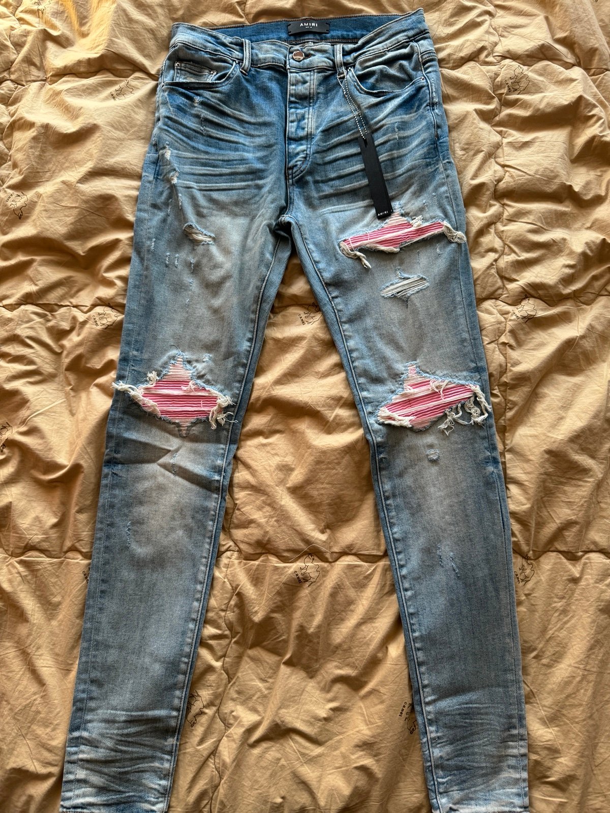 Amiri MX1 ultra sude clay indigo pink patches