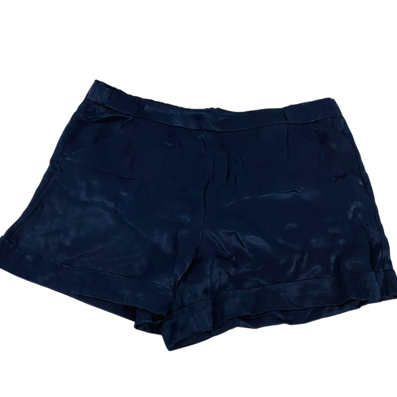 Loft Shorts Satin Navy Cuffed High Waist Preppy Chic Womens 12