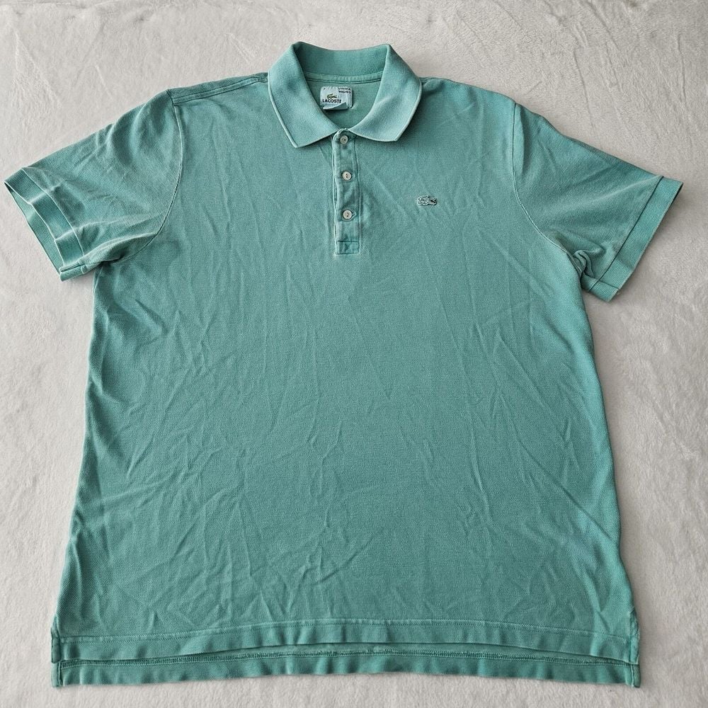 Lacoste Vintage Washed Mens Size 7 Polo Short Sleeve Green Shirt Golf Classic