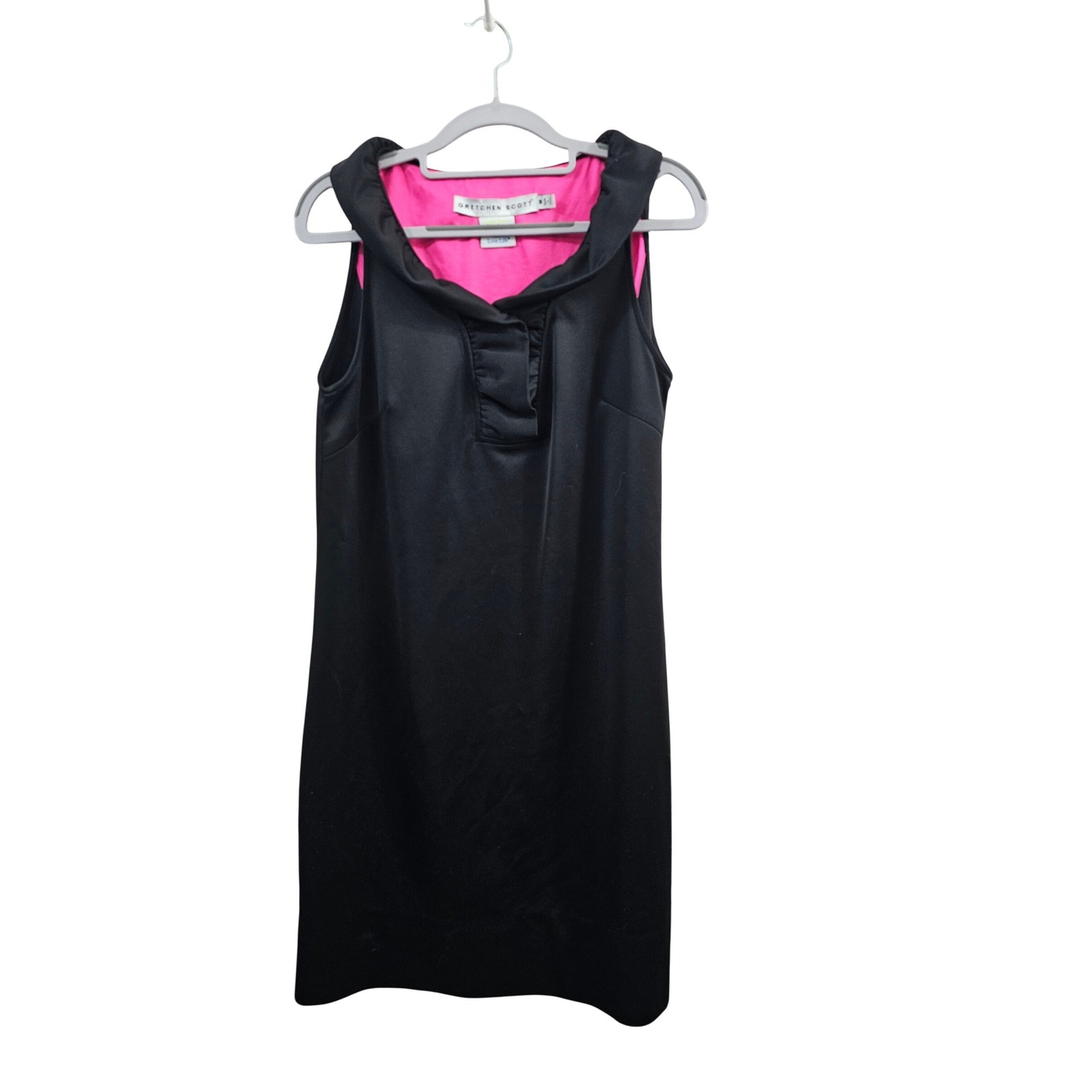 Gretchen Scott M Black Sleeveless Ruffle Collared Dress Minimalist Chic Cocktail