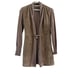 Fabiana Filipi Womens Grey Long Sleeve Wool & Leather Coat Size S