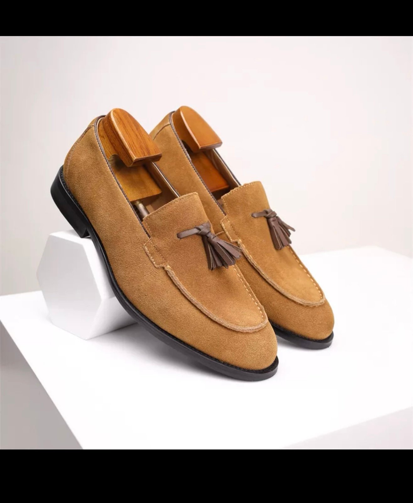 Mens Slip on Loafer Real Suede Leather Tassel British Italian Style Business New