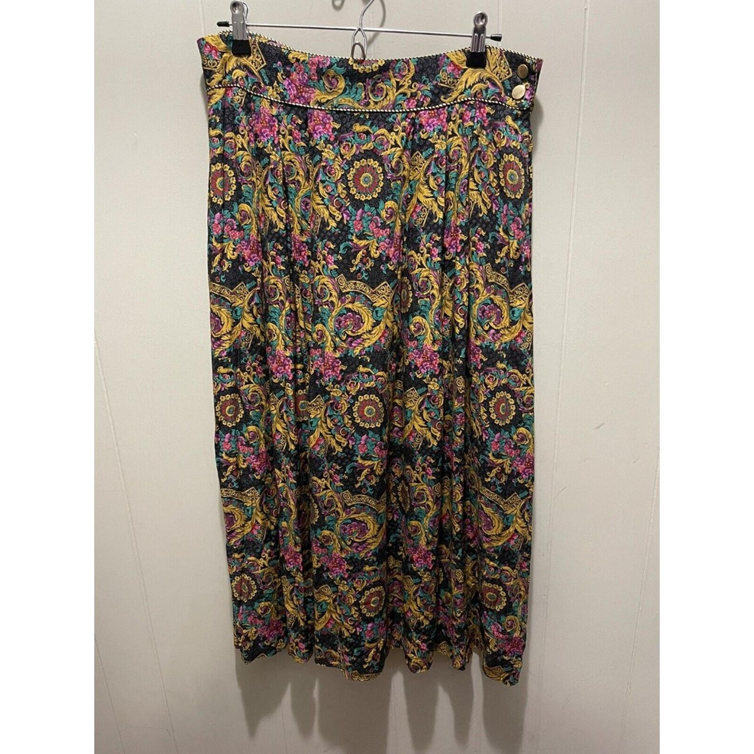 Vintage Evan Picone Multi Color Pleated Floral Granny Skirt Women’s Size 16