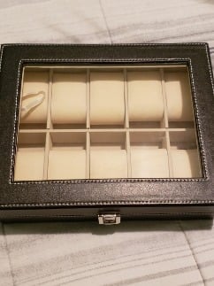 New Watch Box, 10 Slot Watch Case with Real Glass Lid, Watch Display Case.