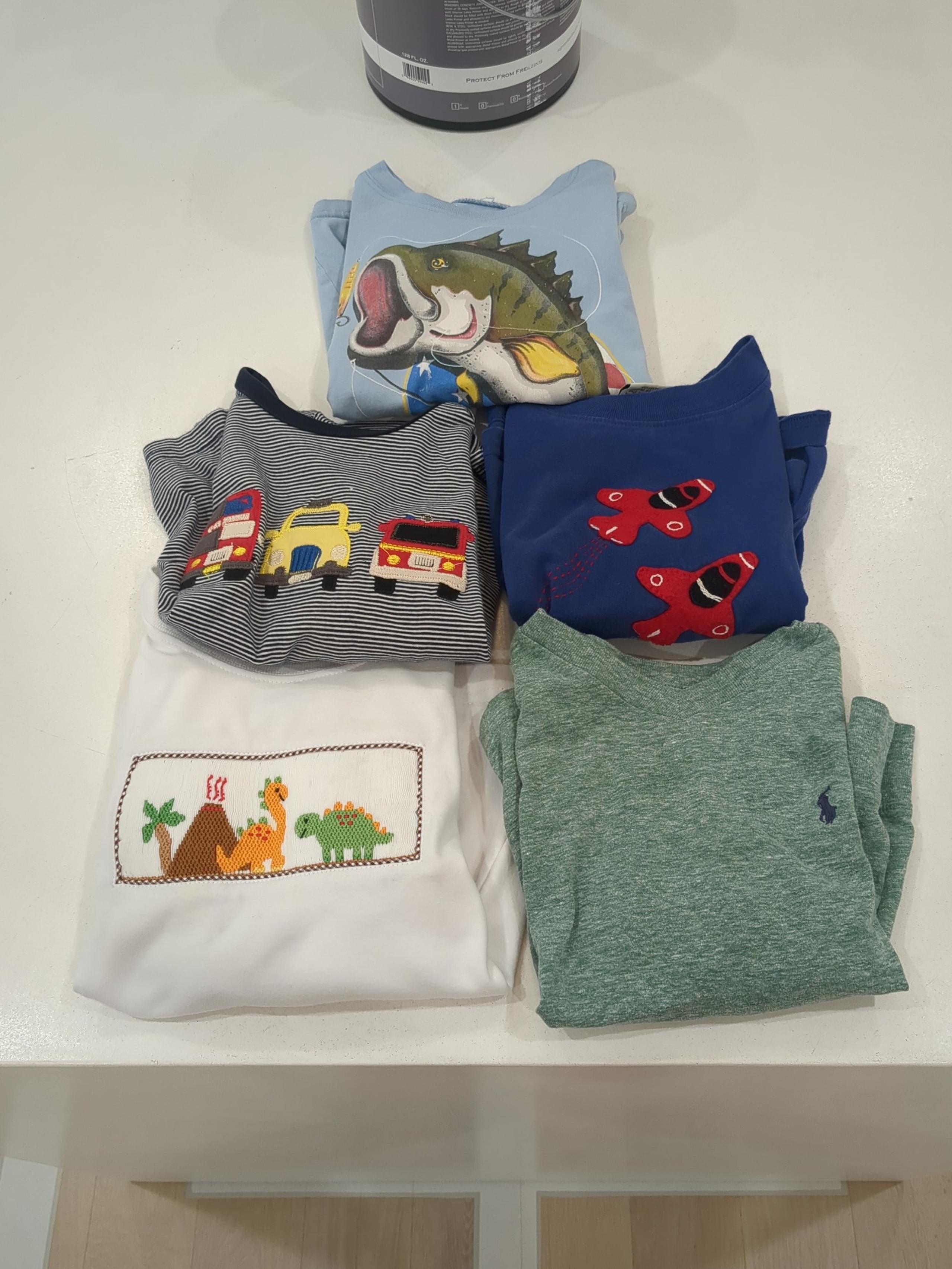 WONDERFUL LOT of 5 Boys Long Sleeve T-shirts- 3T Polo, Luigi, Wes & Willy