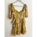 Love for Lemons Floral Mustard Yellow Cosmo Jeweled Mini Dress Size: Small