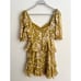 Love for Lemons Floral Mustard Yellow Cosmo Jeweled Mini Dress Size: Small