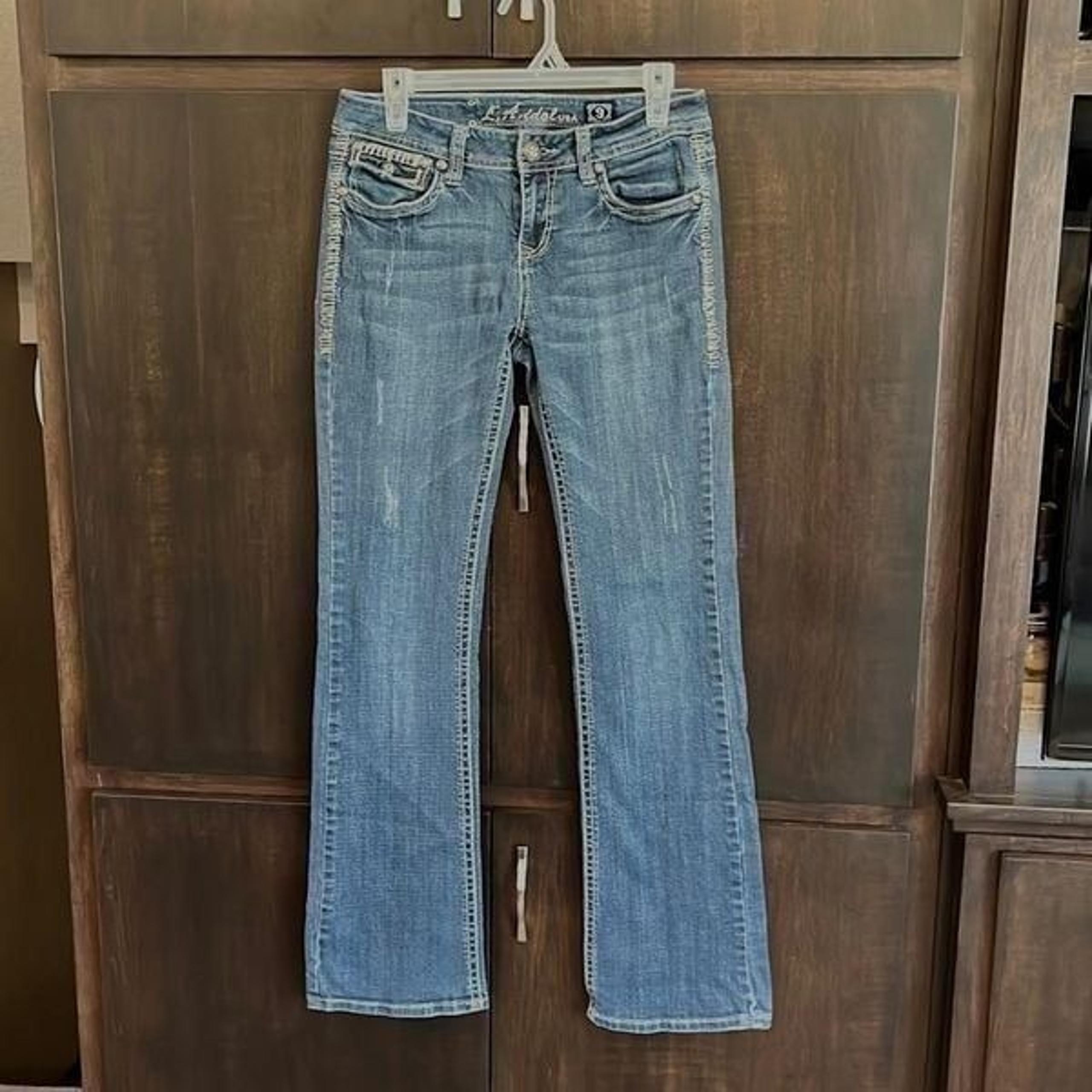 LA Idol Thick Stitch Flap Pocket Bootcut Jeans Size 9