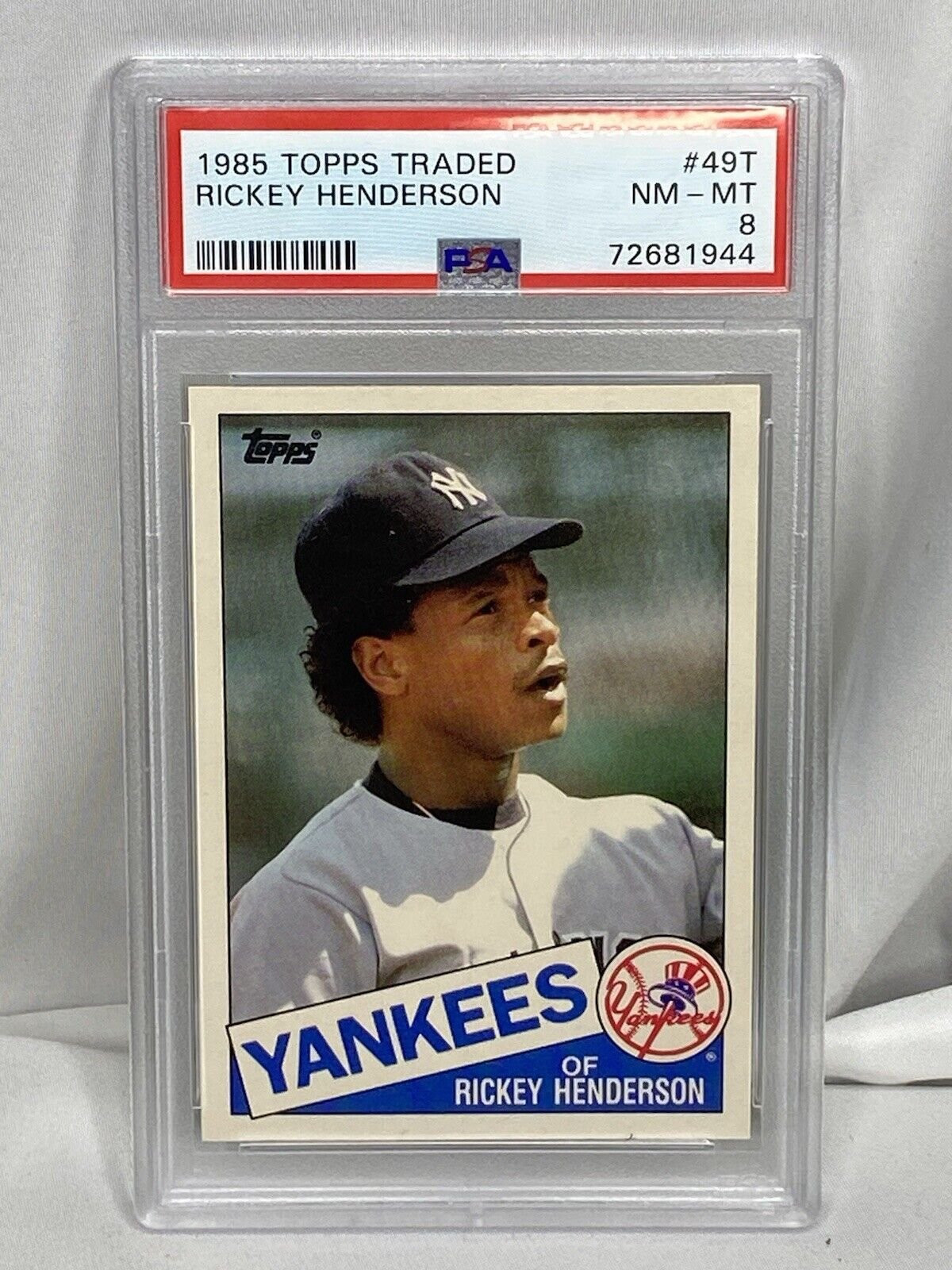 1985 Topps Traded Rickey Henderson #49T Yankees PSA 8