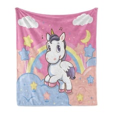 Rainbow Music Notes Ambesonne Feminine Soft Flannel Fleece Throw Blanket Plush f