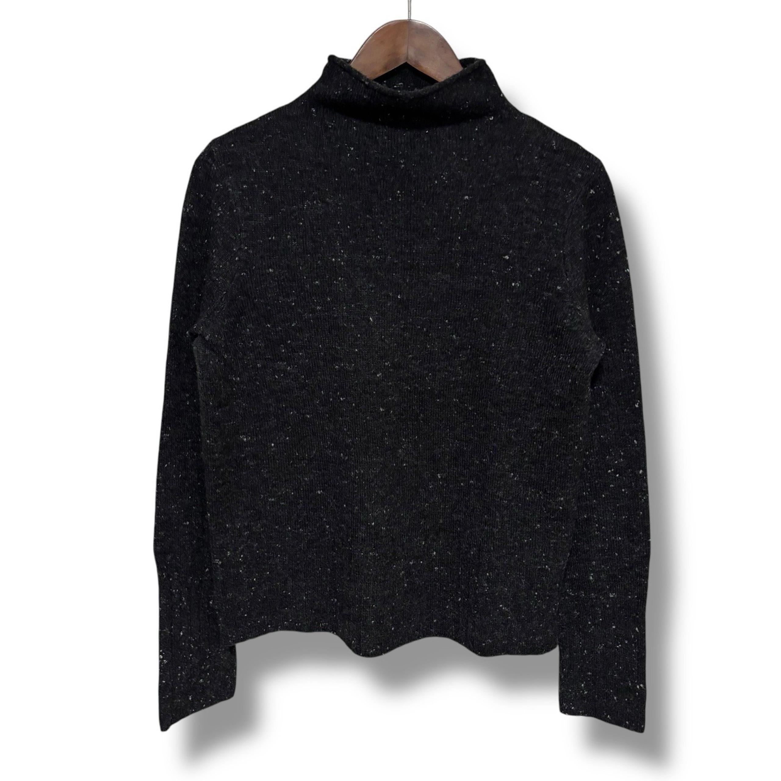 Madewell Women's Wool Blend Mock Neck Sweatshirt Black White Size M 19.5 x 22.5