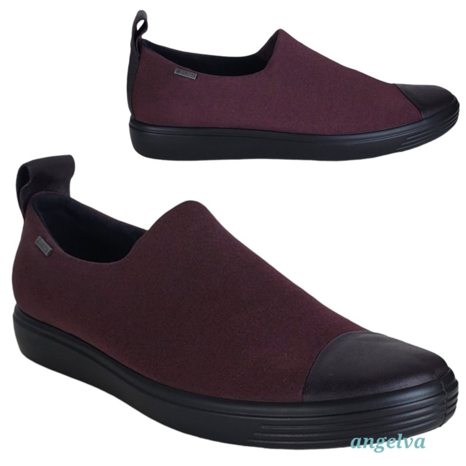 NWT Ecco the soft 7 gore tex waterproof slip on sneakers burgundy extra width 6
