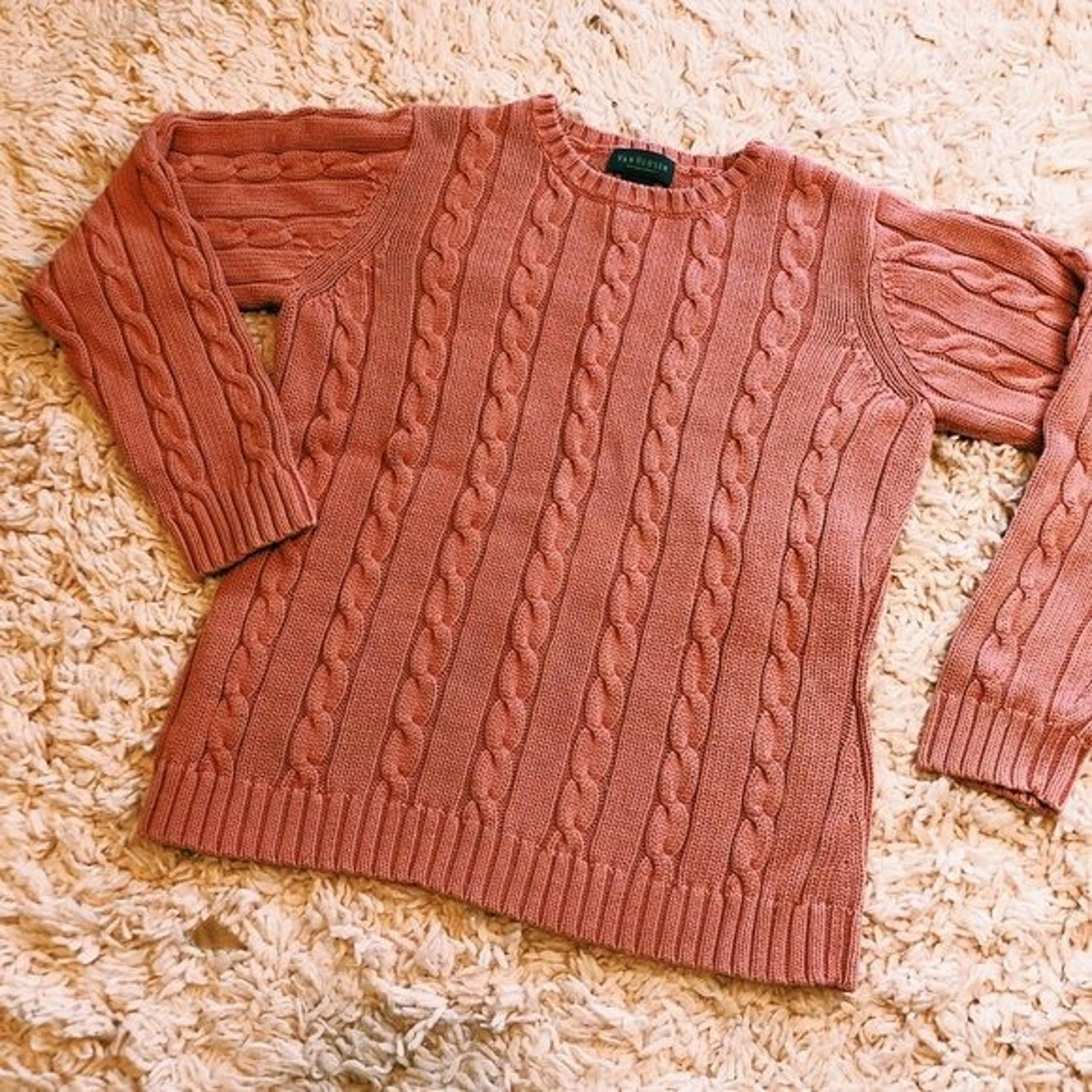 Van Heusen Cable Knit Coral Pink Sweater