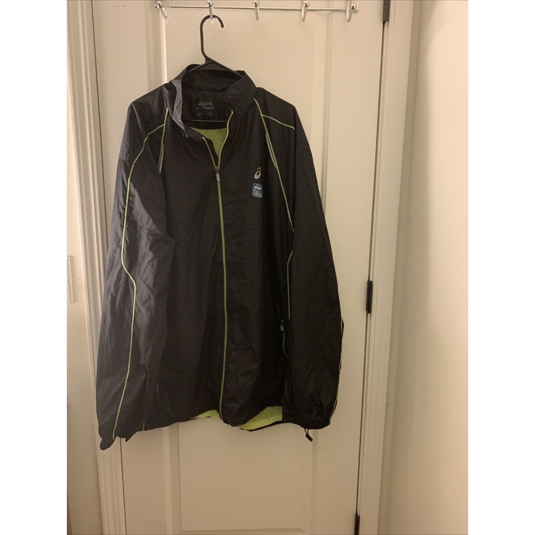 Asics Men's Big & Tall Black Zip Up Windbreaker Track Jacket Choose Your Size