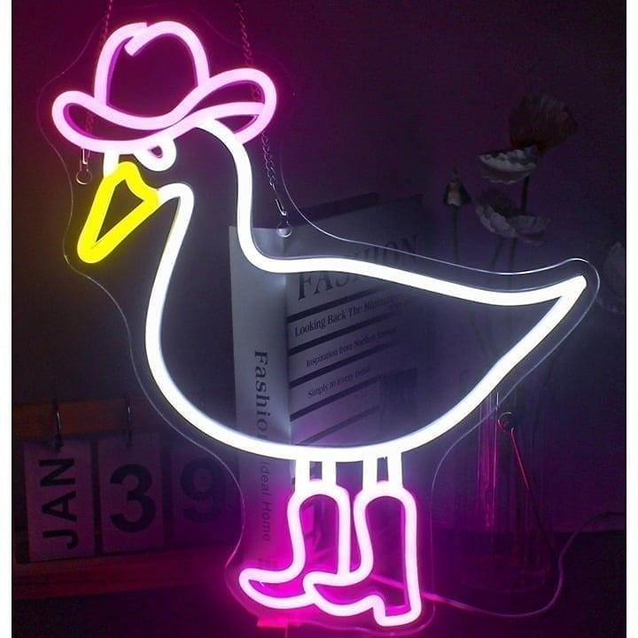 New Cowboy Duck LED Neon Sign Dimmable Light for Wall Decor Home Bar Party Pub
