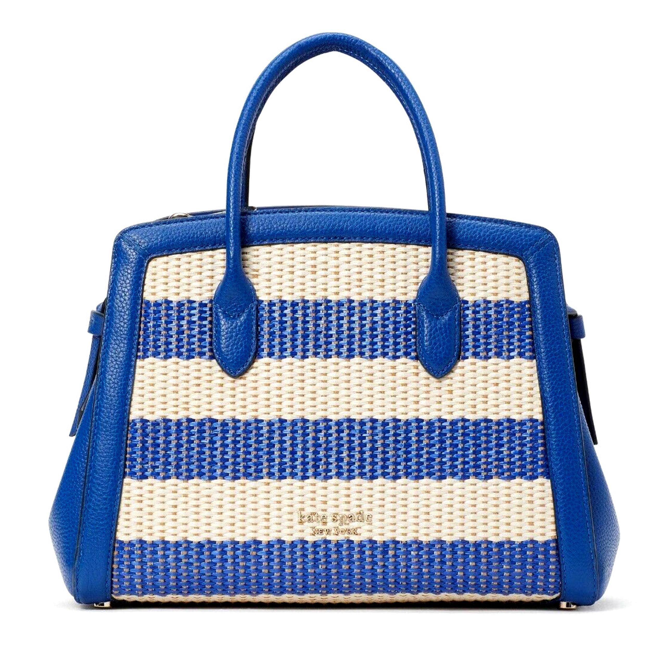 New Knott Striped Woven Medium Satchel Classic Blue Multi - Kate Spade
