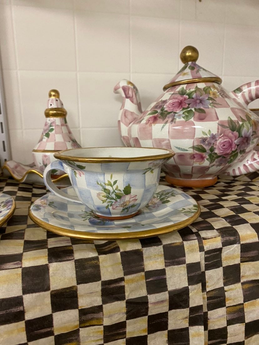 Mackenzie Childs Blue Tea cup & Saucer