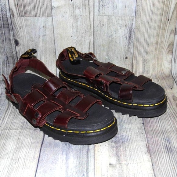 DR. MARTENS Terry Brown Leather Fisherman Sandals Mens Size 11