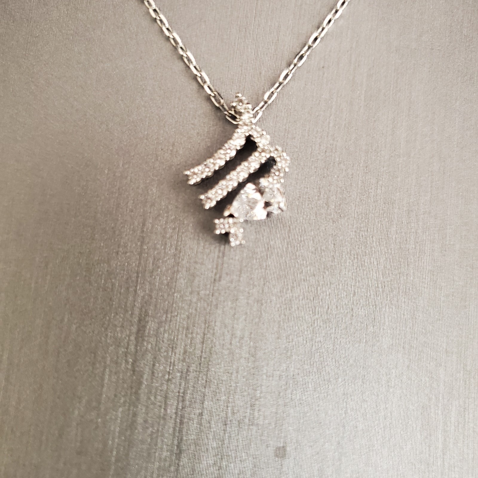 Swarovski Zodiac II Dainty Necklace Scorpio Rhodium and Gold Plated Swan Signed