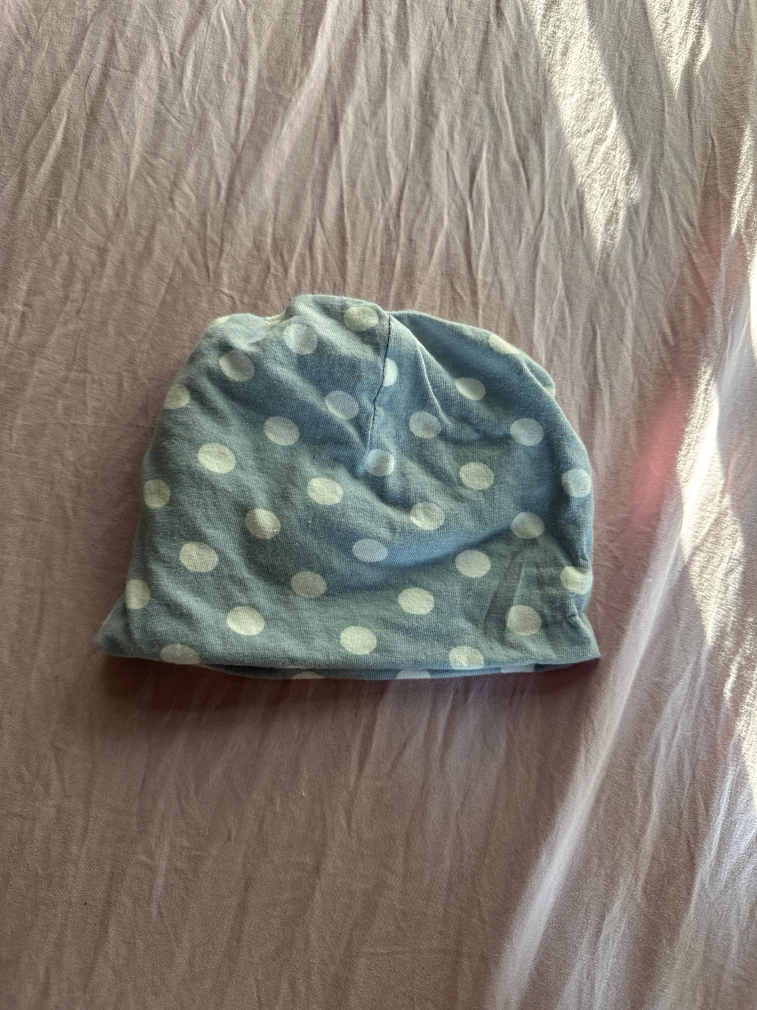 Baby Be Mine Blue and White Polka dot Baby Hat
