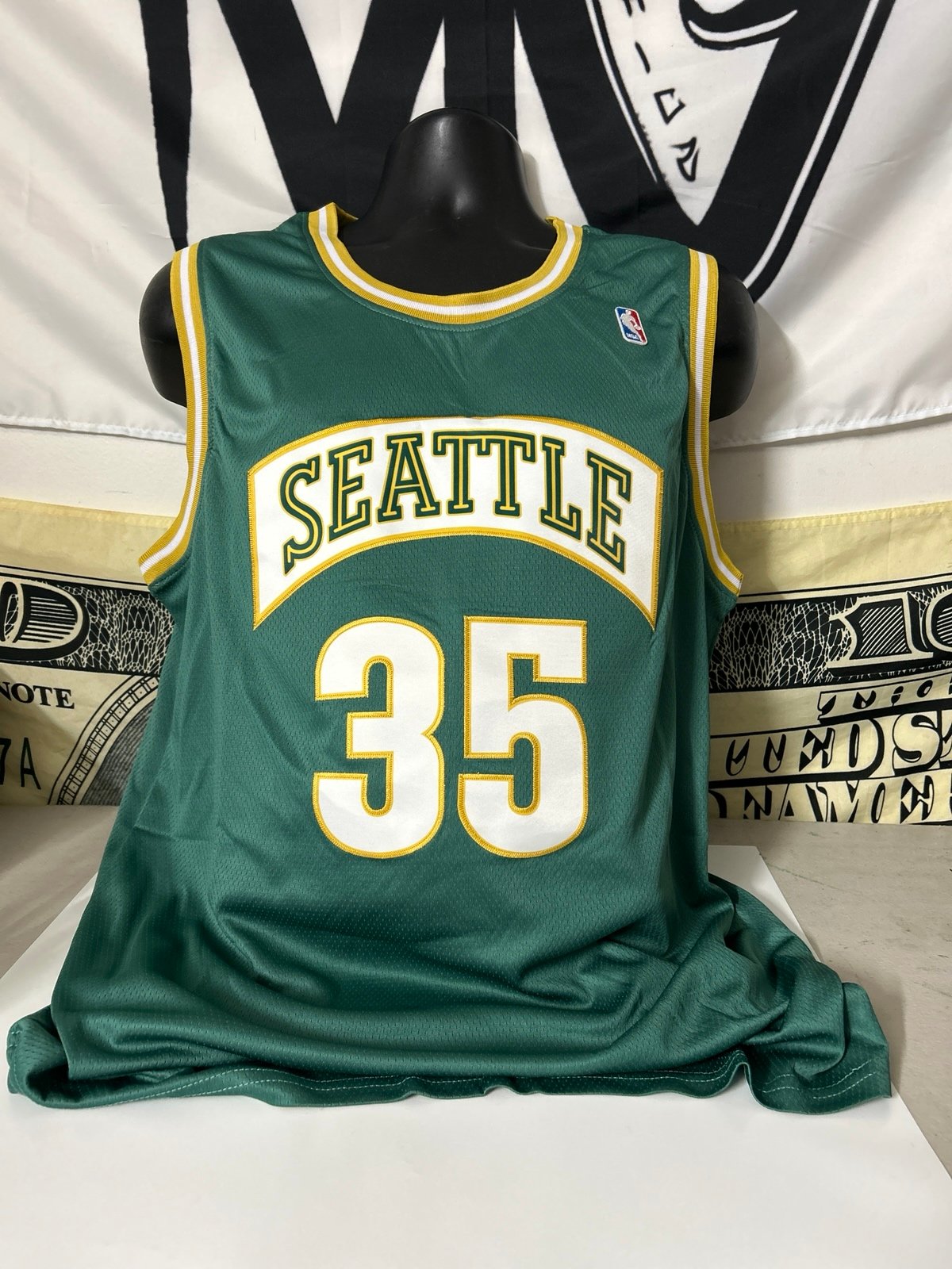 Kevin Durant Seattle SuperSonics Road Jersey Stitches Patches Large New