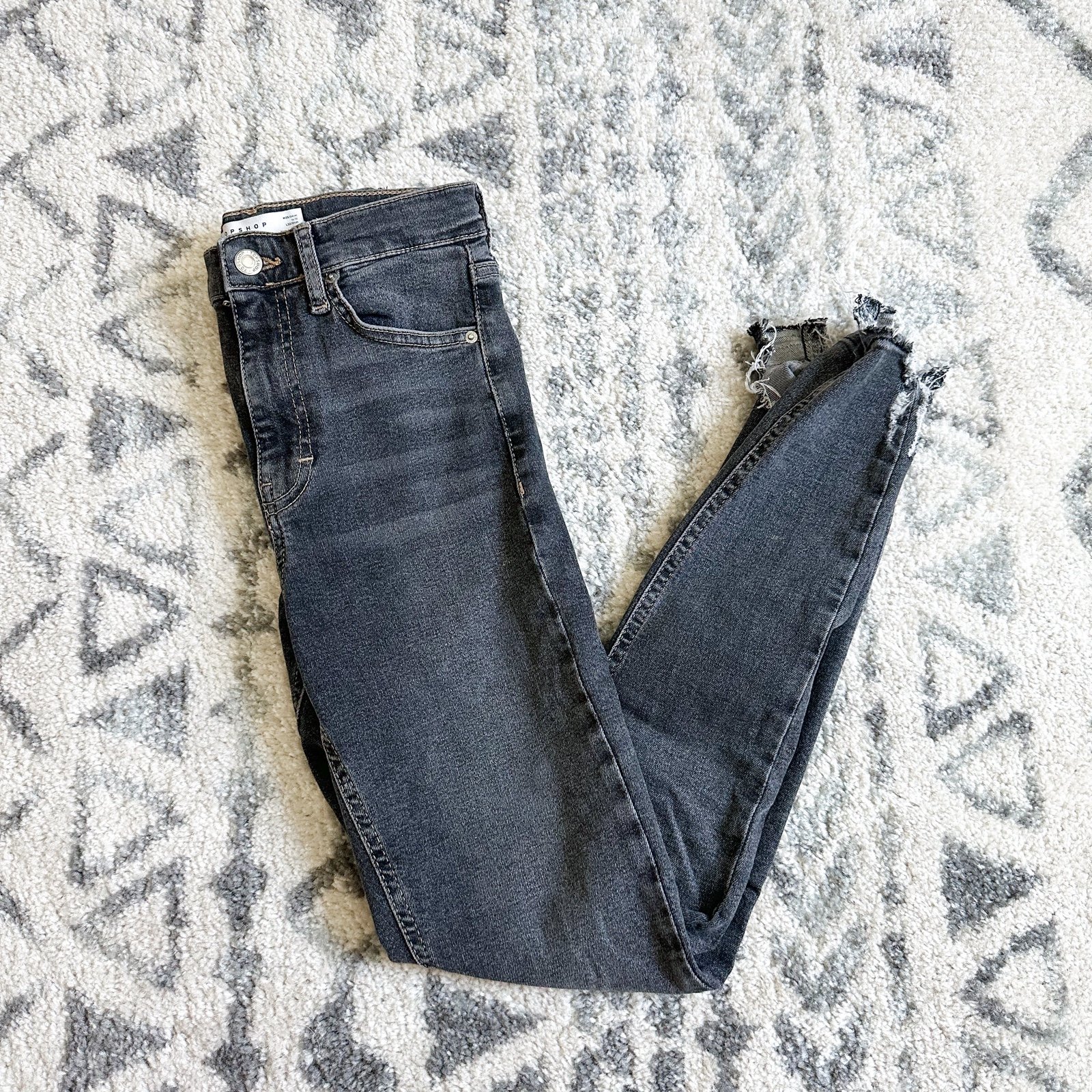 Black Grey Topshop Distressed Skinny Jeans