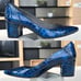 Stuart Weitzman NWOT Leather Patent Blue Texture Heel Pumps US 9.5