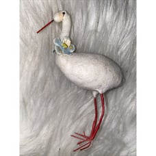 RARE Vintage Stuffed Crane Bird Flower Necklace Made In Japan