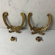 Set of 2 VINTAGE Solid Brass Double wall hooks