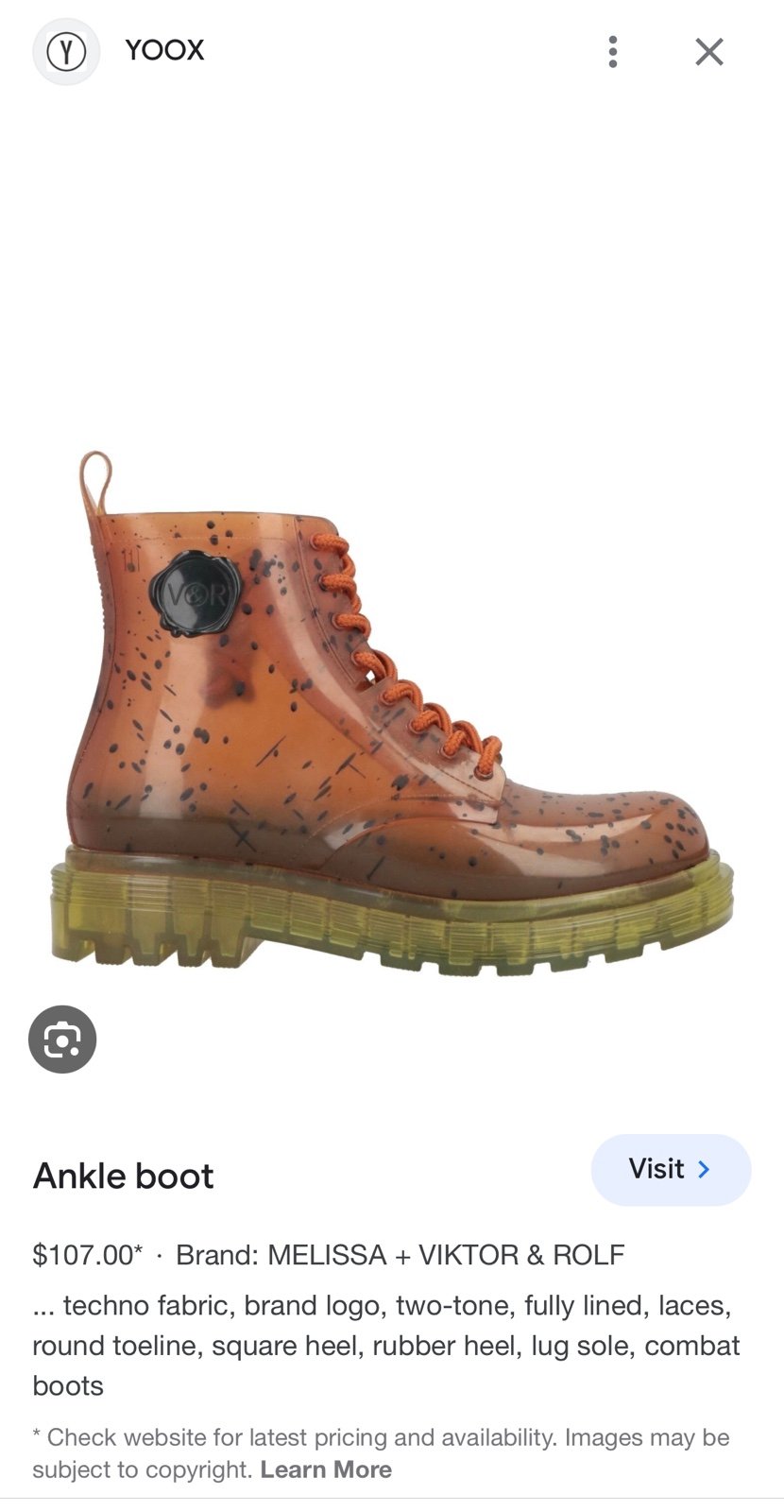MELISSA + VIKTOR & ROLF Ankle boots in Clear Brown/Yellow