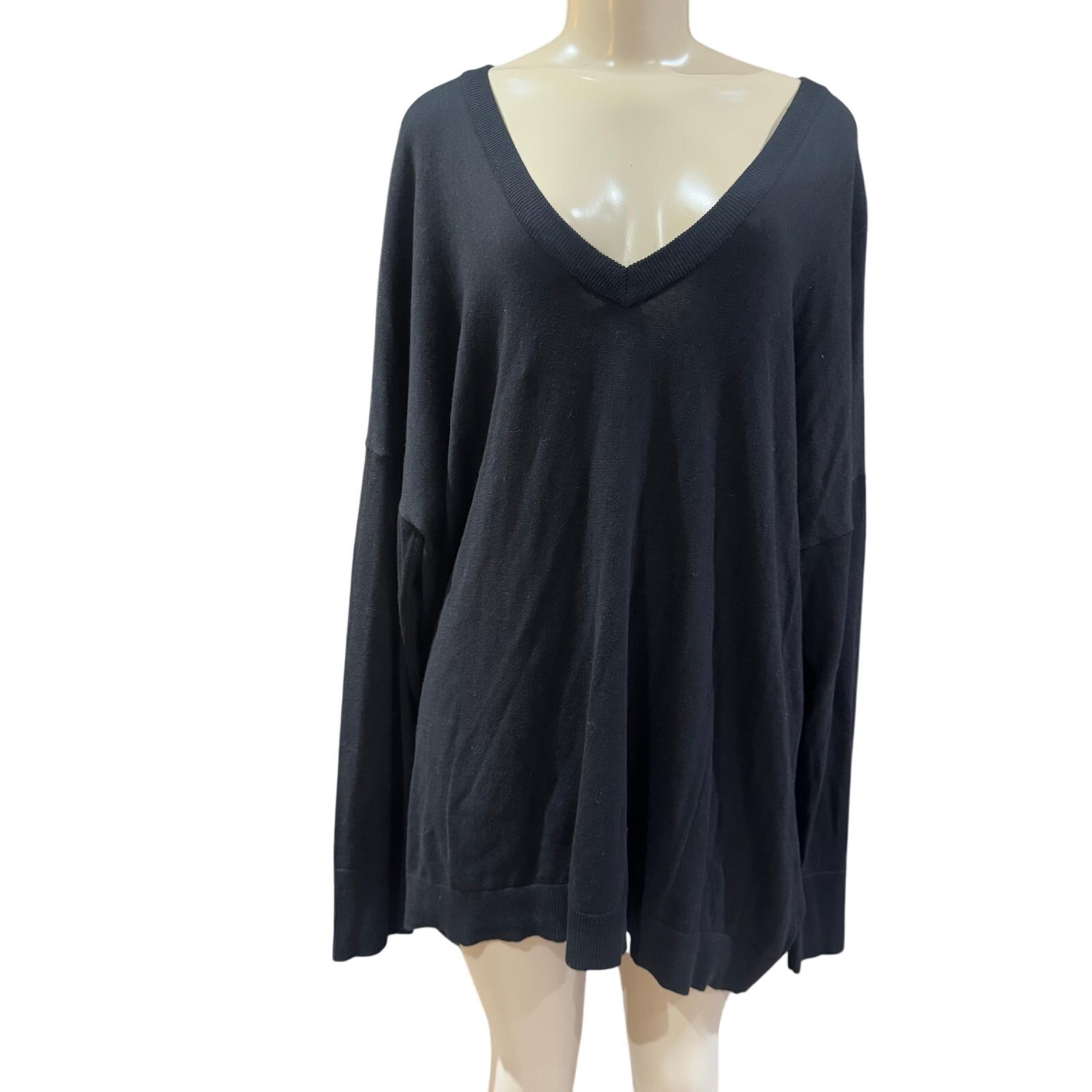 DG2 Diane Gilman Sweater Womens Long Sleeve Knit V Neck Slouchy Minimalist sz XL