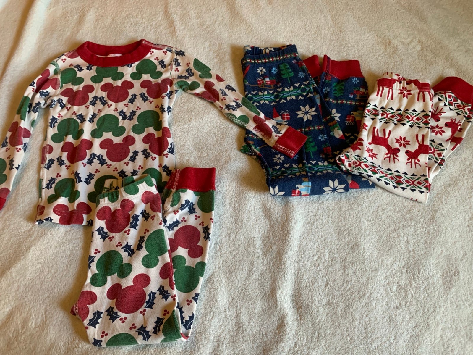 Hanna Andersson Boys 4t 110 pajamas & 6/7 120 PJ pant lot Christmas Disney
