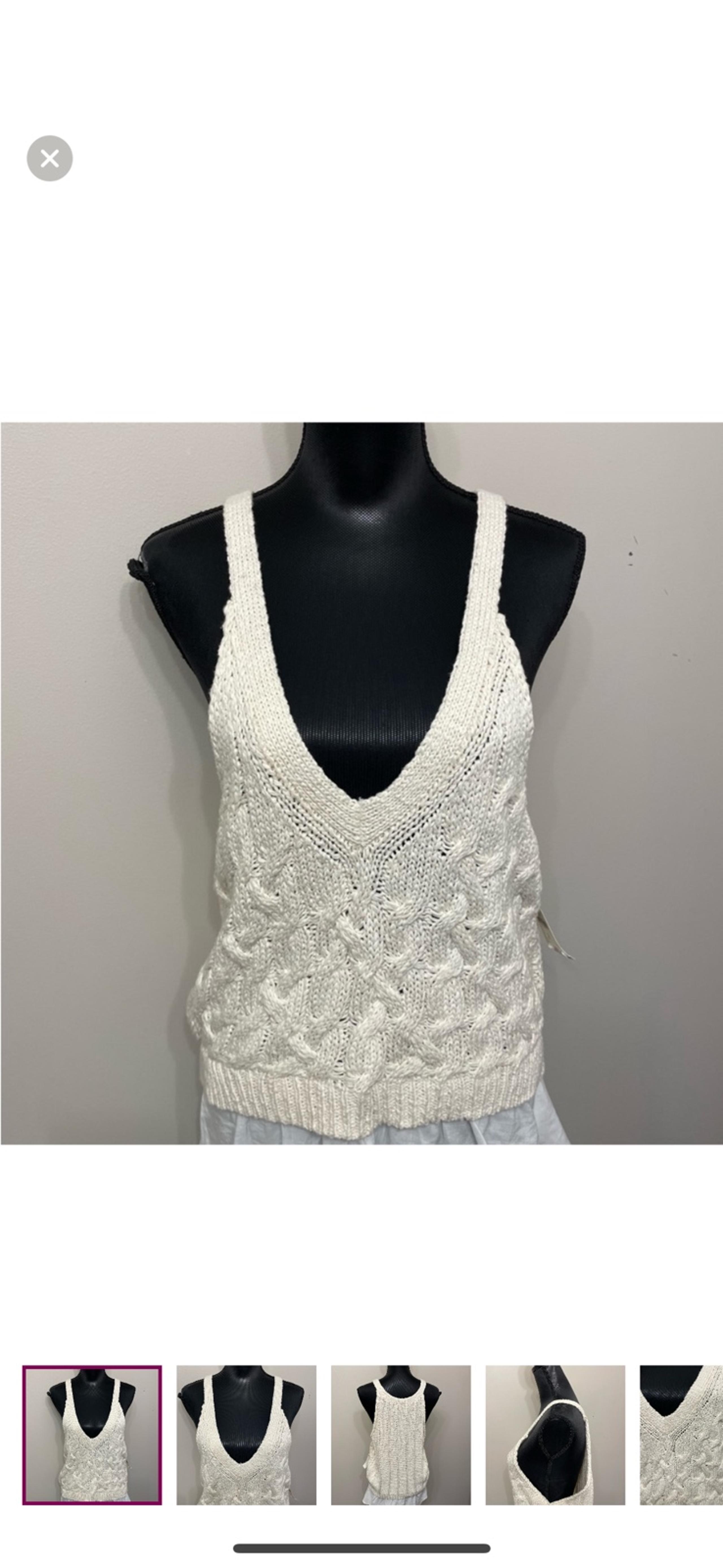 NWT Anthropologie women’s white cable knit sleeveless top sweater XL