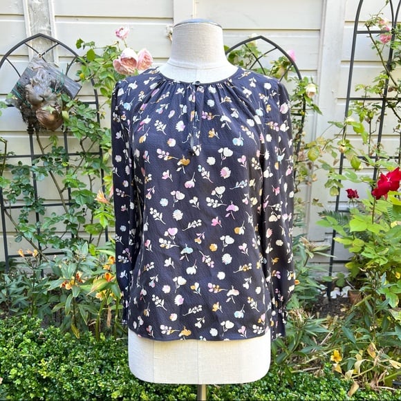Rebecca Taylor Holly Flower Print Silk Top Sz 2