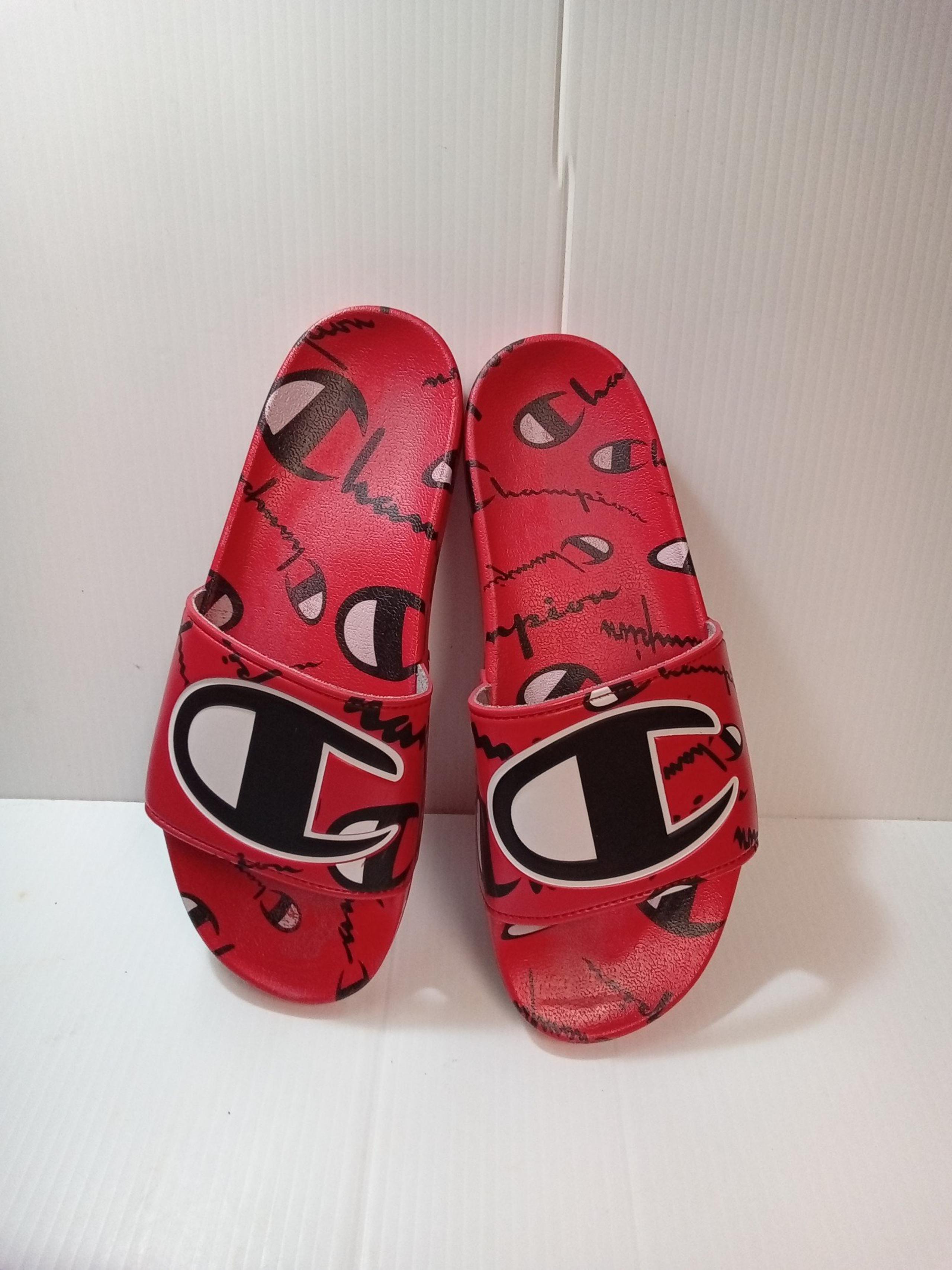 Champion IPO Warped Mens Red Slide Sandals Slipper Shower Shoes Size 10M