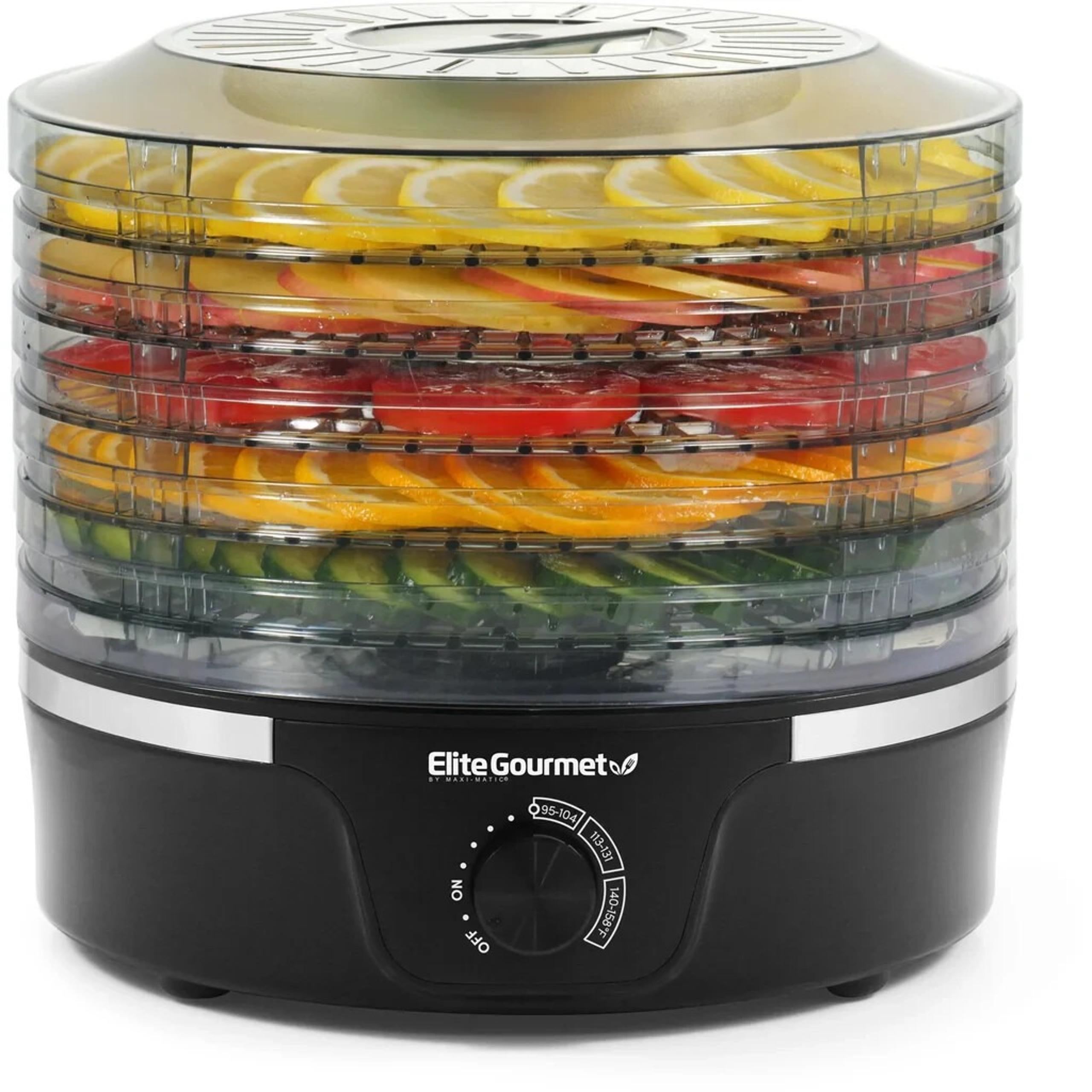 Elite Gourmet EFD319 Food Dehydrator 5 Tier Food Dehydrator with Adjustable Temp
