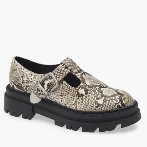 NEW Steve Madden Kamlee Lug Sole Mary Jane Snakeskin
