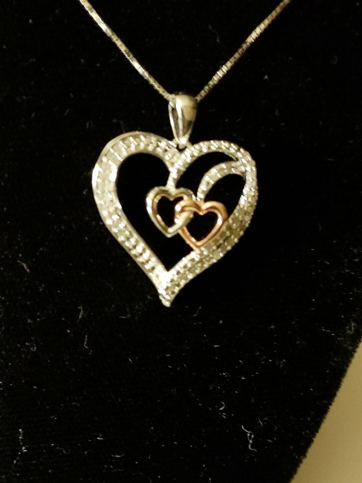 Necklace two tone diamond heart necklace